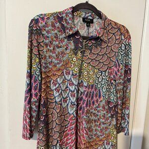 MSK CUTE PAISLEY PRINT DRESS 3/4 SLEEVES SZ M